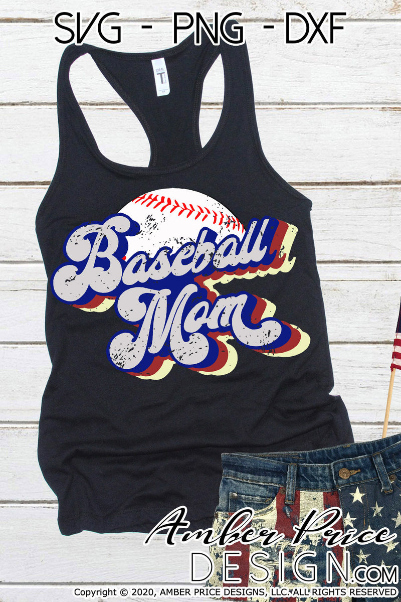 Baseball Mom SVG PNG, Retro Baseball Character Sublimation