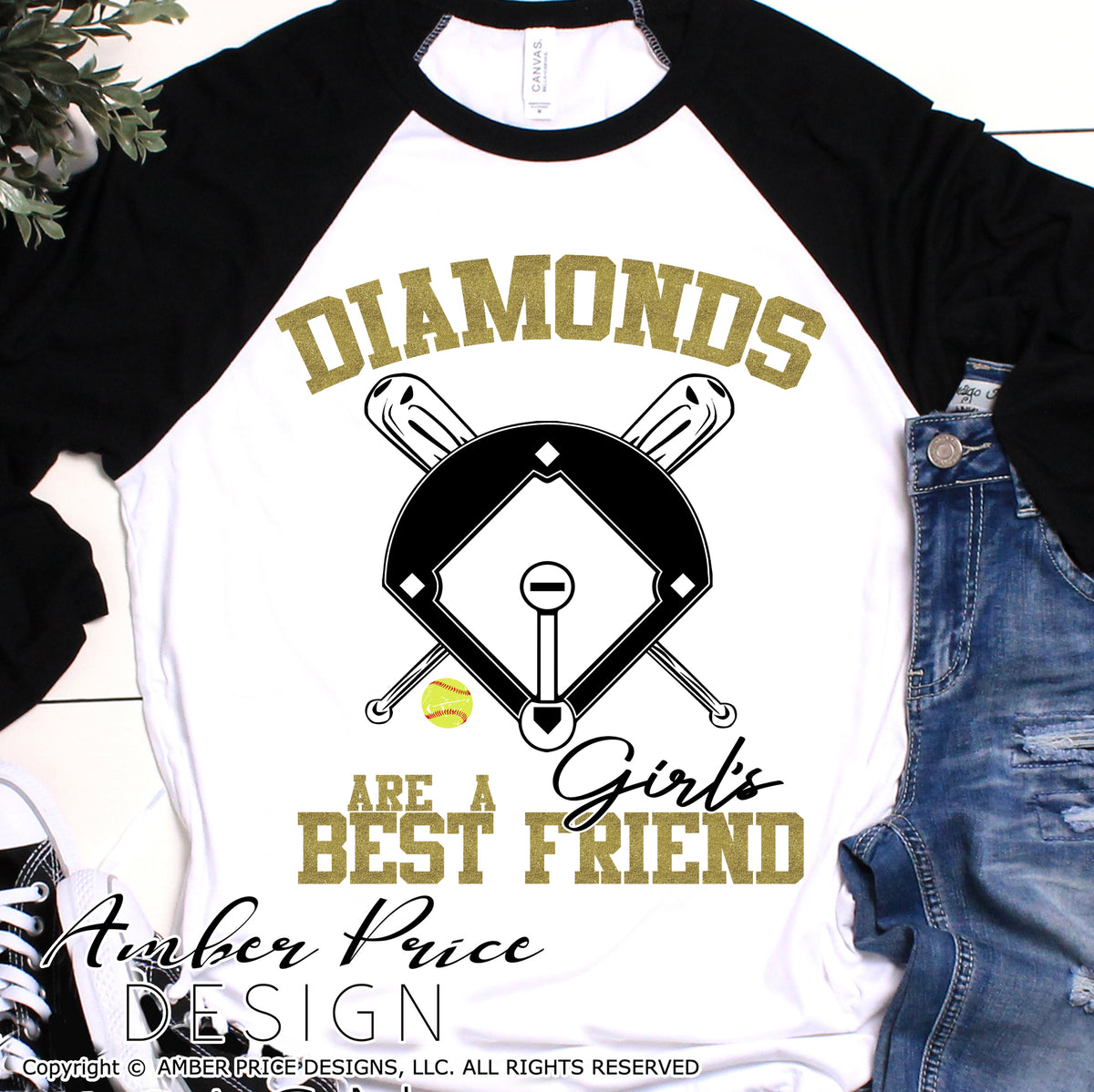 Diamonds Are a Girls Best Friend Baseball Shirt Baseball 