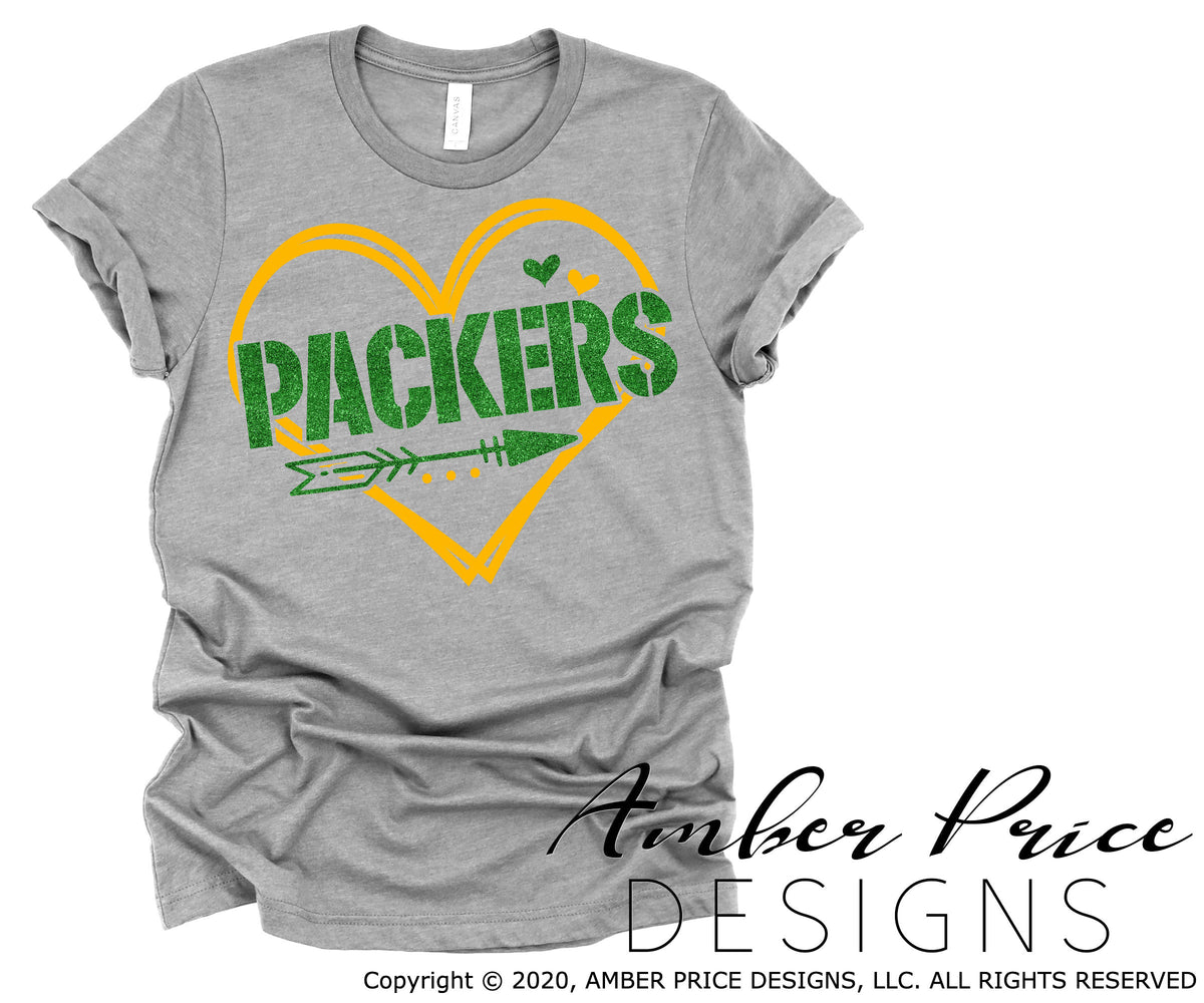 Heart Green Bay Packers and Louisville Cardinals t-shirt by To-Tee