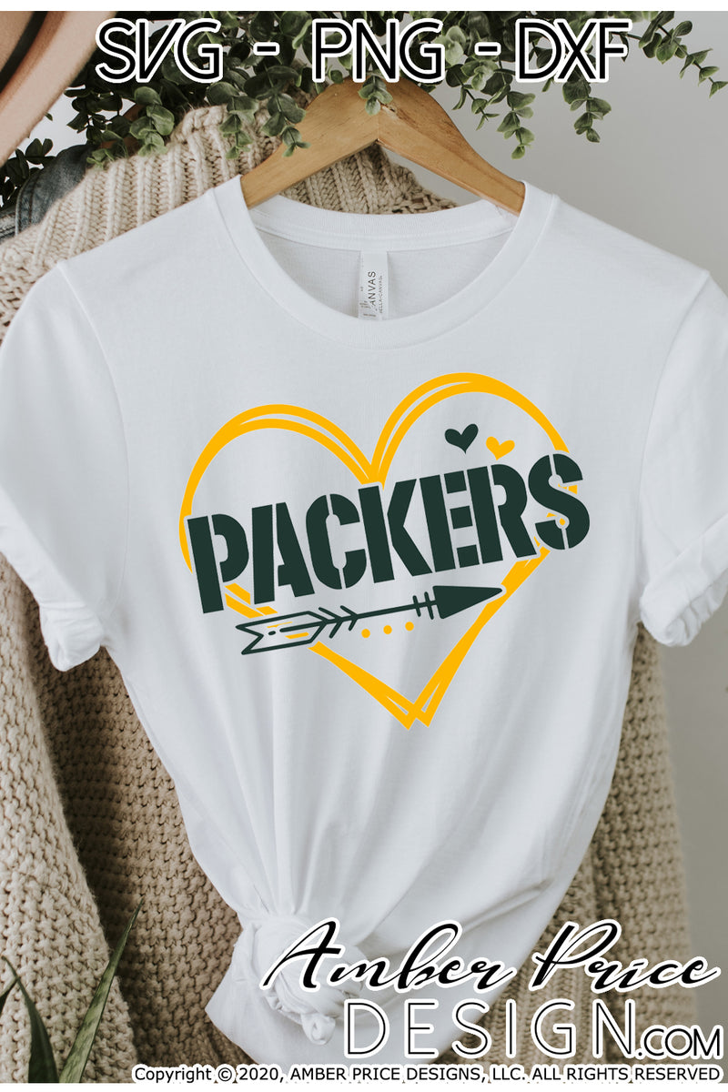 Logo Heart Design Shirt, Gift Packers, Let's Go Packers, Expressing Green  Bay Packers Love in 2023