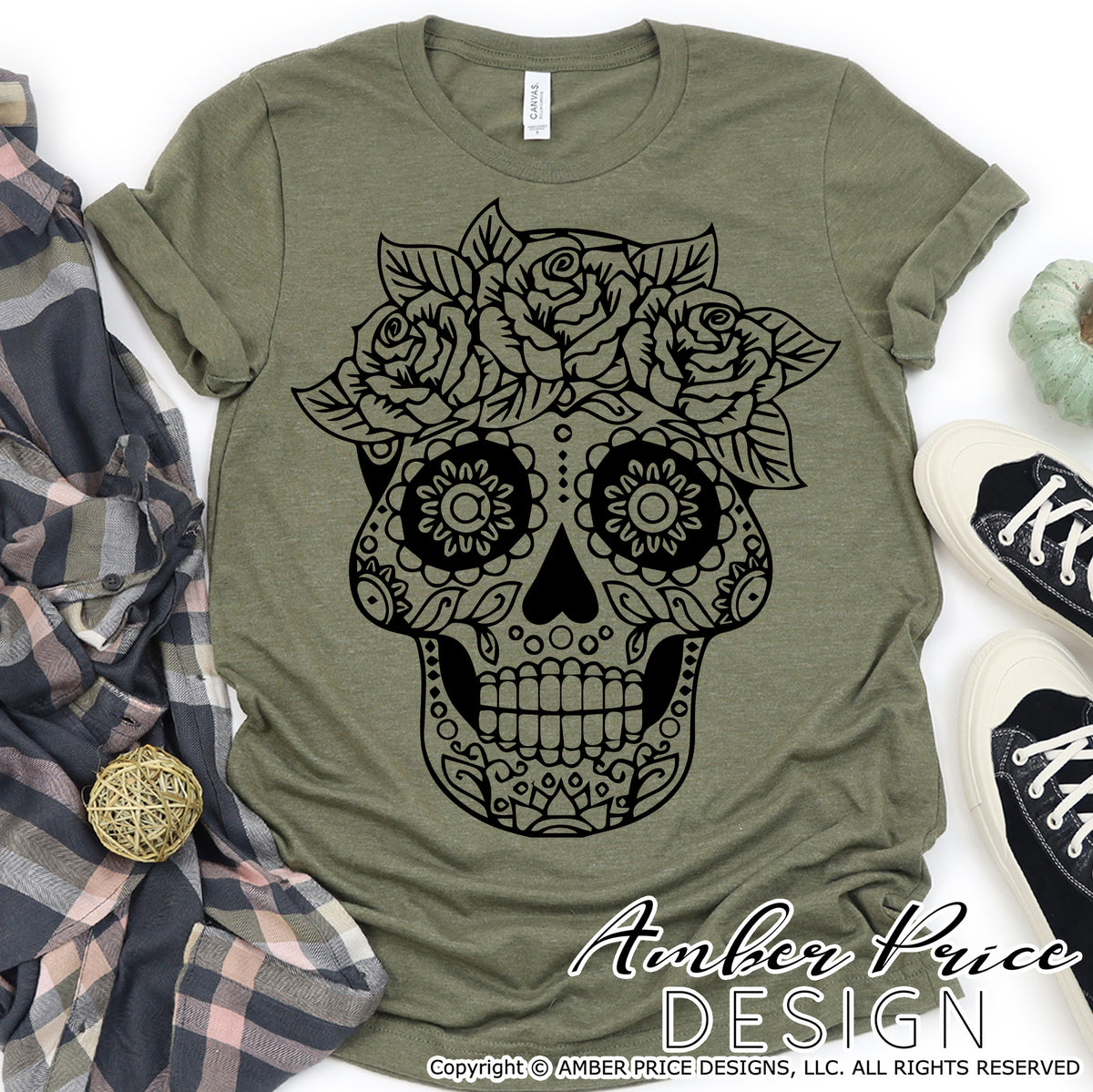 Sugar Skull Roses 2 Day of the Dead SVG – CCCreationz