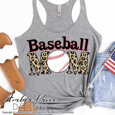 Baseball Mom Leopard Print SVG PNG DXF