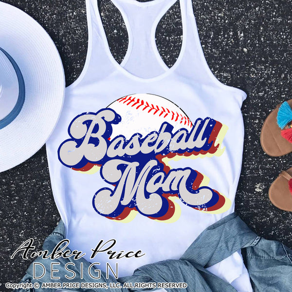Baseball Mom SVG PNG | Retro Baseball Character Sublimation | Groovy T  shirt Design