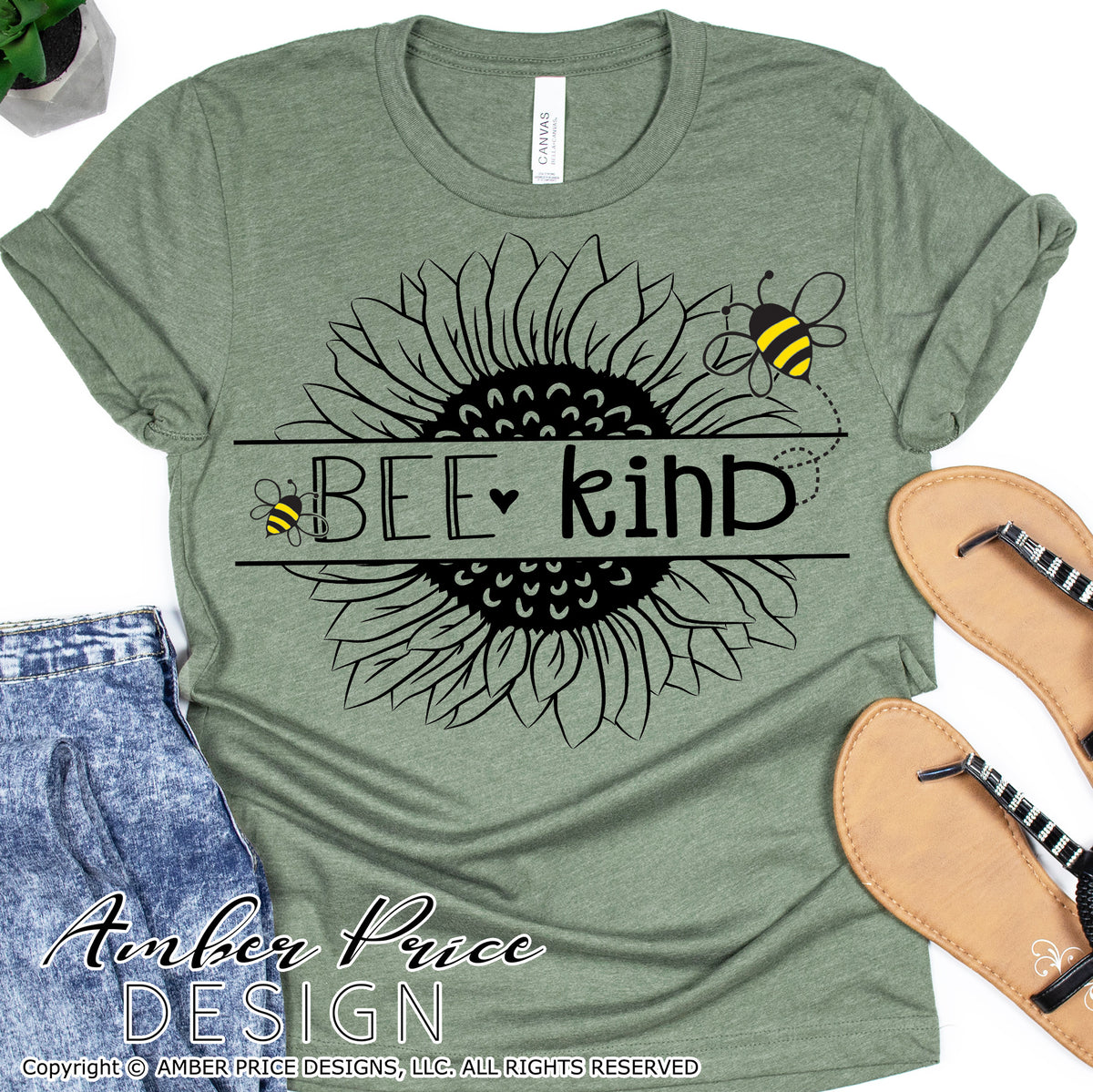 Bee kind Sunflower SVG, PNG, DXF | Cricut SVGs | Amber Price Design ...