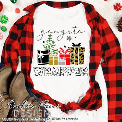 Gangsta Wrapper SVG, Funny Christmas svg, Cute Christmas wrapping shirt SVG, Festive Holiday SVGs, ornament SVG, leopard print gifts svg, winter shirt craft, DIY silhouette projects vector files for home decor. SVG Silhouette SVG SVG Files for Cricut Project Ideas Simply Crafty SVG Bundles Vector | Amber Price Design 