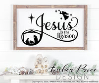 Jesus is the Reason SVG, Christmas Nativity Scene SVG, Christian Christmas SVGs, Cute Christmas ornament SVG, Reason for the season SVGs, winter shirt craft, DIY silhouette projects vector files for home decor. SVG Silhouette SVG SVG Files for Cricut Project Ideas Simply Crafty SVG Bundles Vector | Amber Price Design 