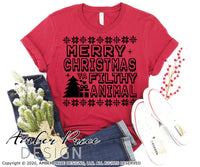 Merry Christmas ya filthy animal SVG, funny ugly Christmas sweater SVG cut files for cricut, silhouette festive winter holiday svg files SVG DXF and PNG version also included. Cute and Unique sublimation file. Silhouette Files for Cricut Project Ideas Simply Crafty SVG Bundles Design Bundles Vector | Amber Price Design