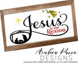 Jesus is the Reason SVG, Christmas Nativity Scene SVG, Christian Christmas SVGs, Cute Christmas ornament SVG, Reason for the season SVGs, winter shirt craft, DIY silhouette projects vector files for home decor. SVG Silhouette SVG SVG Files for Cricut Project Ideas Simply Crafty SVG Bundles Vector | Amber Price Design 