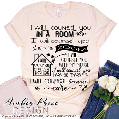 Zoom counselor SVG I will counsel you here or there counselor SVG PNG DXF Our cute Counselor shirt SVG is designed for use with cricut, and silhouette. Elementary School Guidance Counselor SVG. Custom Preschool counselor Vector. Early Childhood counselor svg file. Layered SVG DXF and PNG version also included. Cute and Unique sublimation file. From Amber Price Design